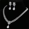 Jewelry for bride, set, necklace, earrings, zirconium, accessory, Korean style, European style, wholesale