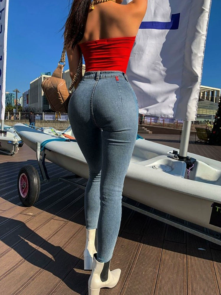 Трансграничные поставки классических женских джинсов с высокой талией в стиле ретро из европейской и американской внешней торговли