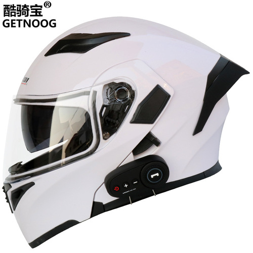 Coolqibao Electric Motorcycle Bluetooth Helmet Reversible Helmet Motorcycle Helmet with FM Long Battery Life and Tail Wing