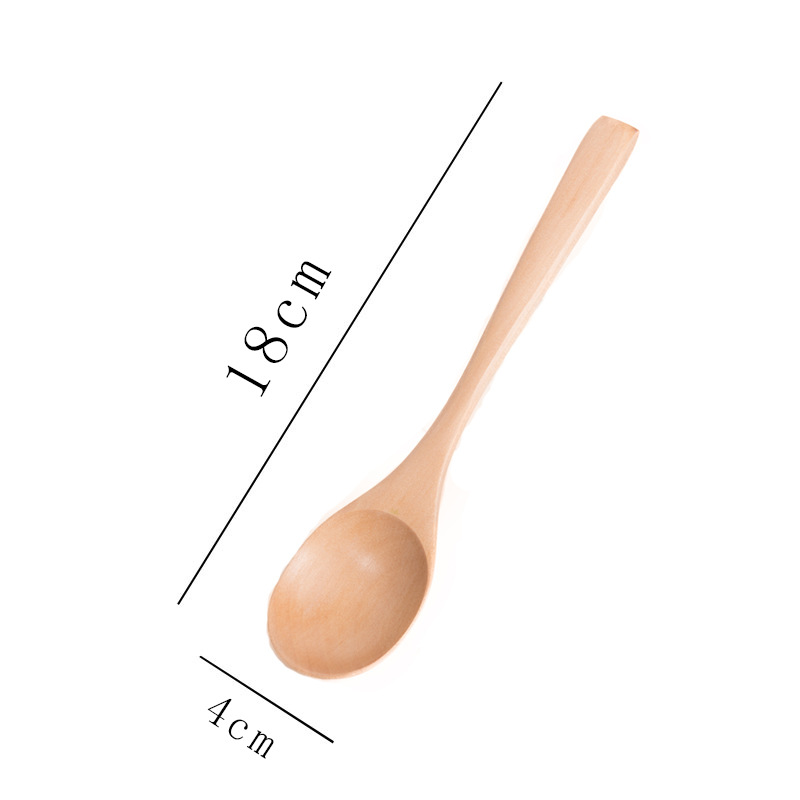 Colher de madeira japonesa de cabo longo para mexer café e mel, ideal para crianças._voghion.com
