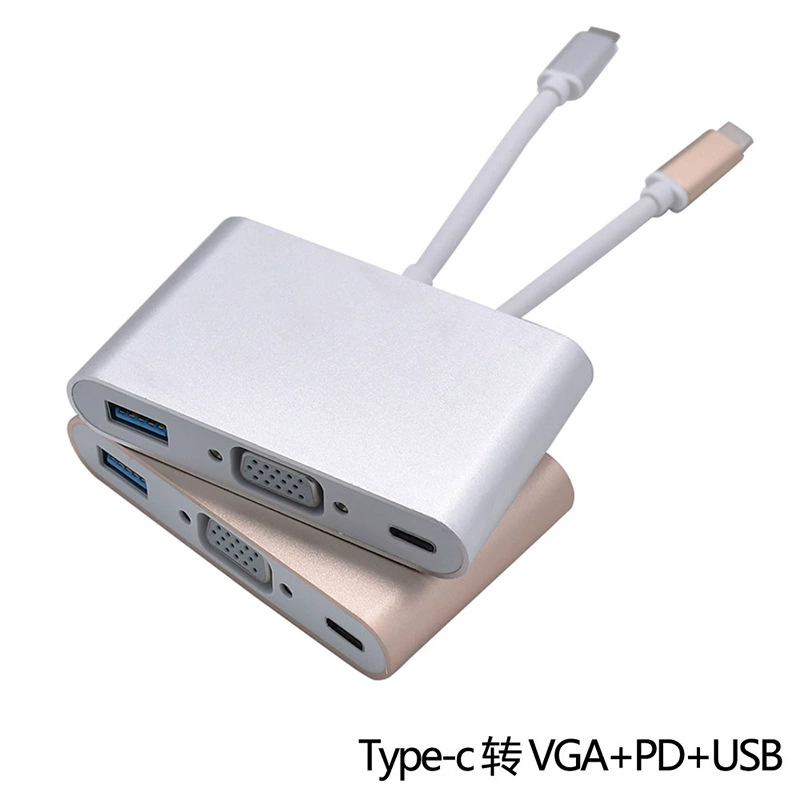 Прямая продажа от производителя USB 3.1 Type-C в VGA плюс USB с преобразователем питания, блок питания с тремя входами