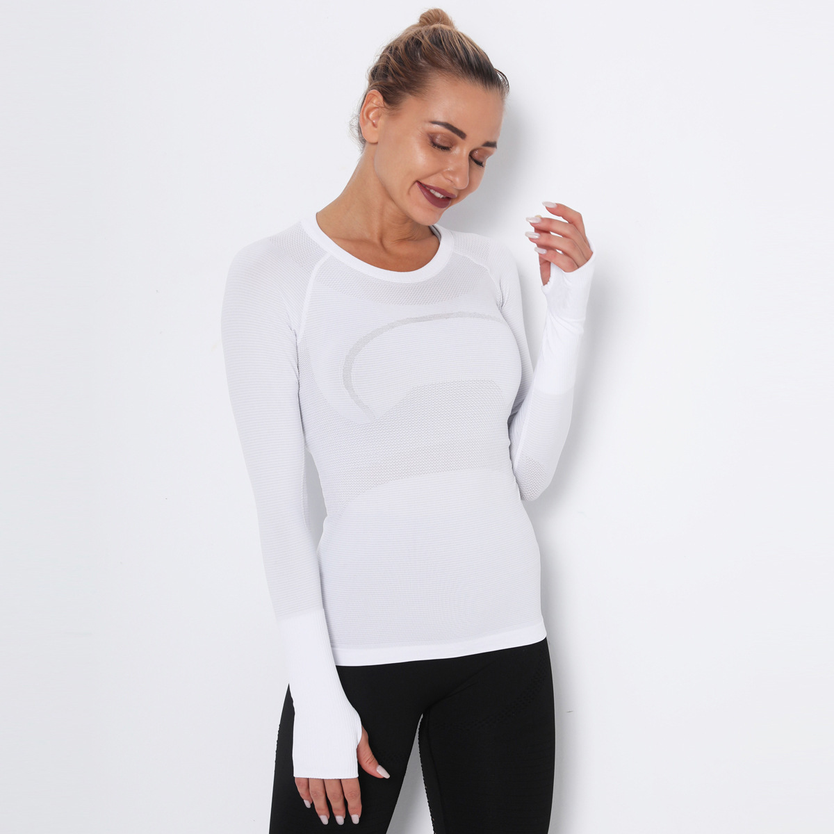 Long Sleeve Quick-drying Round Neck Yoga T-shirt  NSNS11047