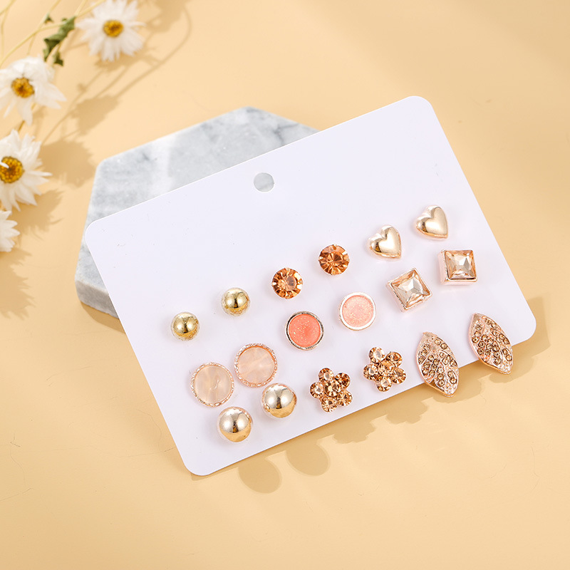 Geometric Plating Alloy Artificial Gemstones Earrings Ear Studs display picture 14