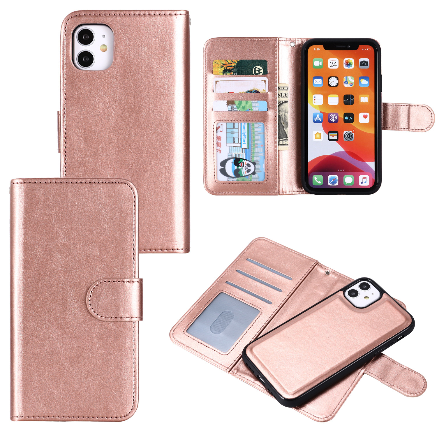 适用于iphone12经典疯马纹二合一分体手机皮套带相框分离式保护套