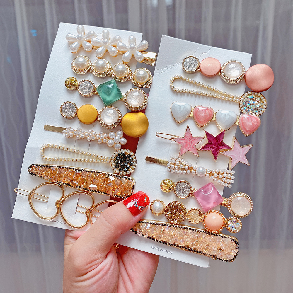 Metal Pearl Decor 8-piece Barrettes Hair Clip Set display picture 9