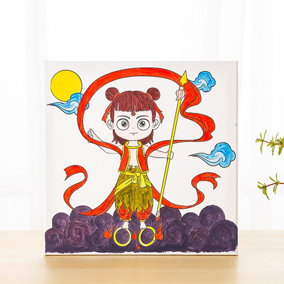 儿童趣味涂鸦画创意装饰画手工画本水彩画diy公主涂色颜料画玩具|ms