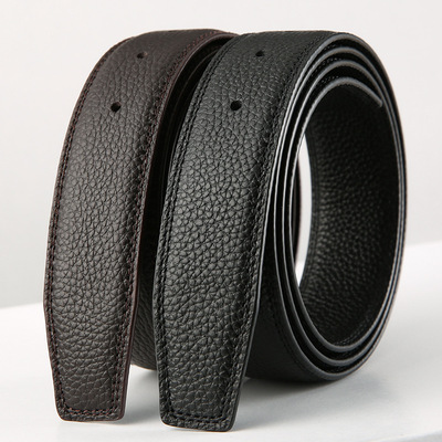 头层牛皮男士皮带条针扣腰带条无头皮带荔枝纹不带头裤带打孔包邮|ru