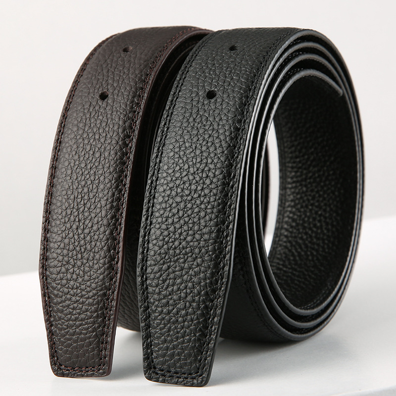 头层牛皮男士皮带条针扣腰带条无头皮带荔枝纹不带头裤带打孔包邮|ru
