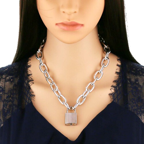 European and American individual simple thick chain necklace, Instagram cold style, internet celebrity heart lock, hip-hop neck chain, clavicle chain