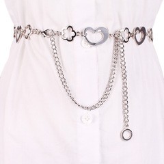 跨境細腰鏈女愛心裝飾連衣裙配飾金屬歐美桃心形鏈條時尚個性腰帶