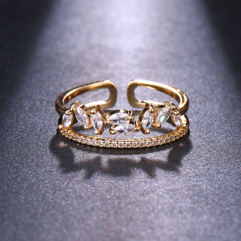 creative design adjustable ring with zircon