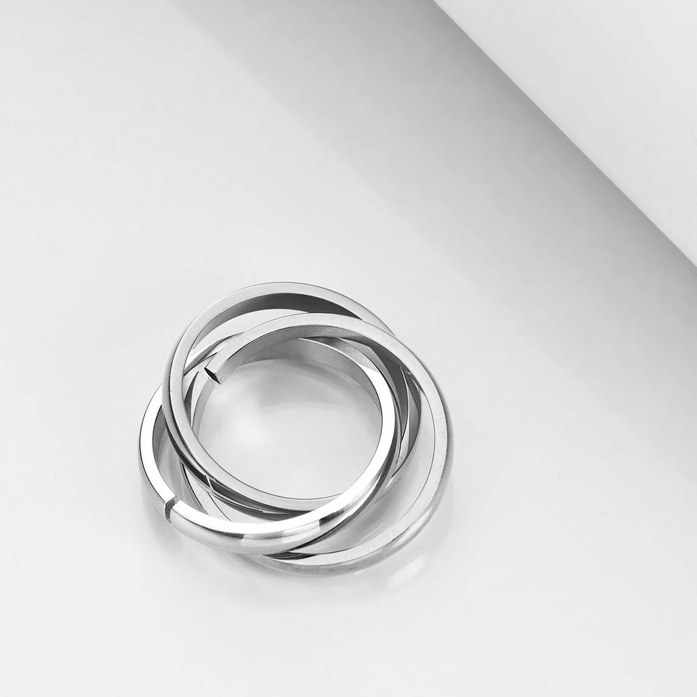 new style simple tree circle crossed titanium steel ring
