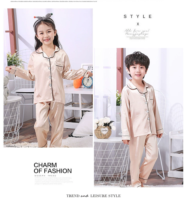 NEW Autumn Children cardigan Pajamas set teen long sleeve silk sleepwear Kids Girls Home Clothes 2pcs Suit Children's Pyjamas night gowns cheap