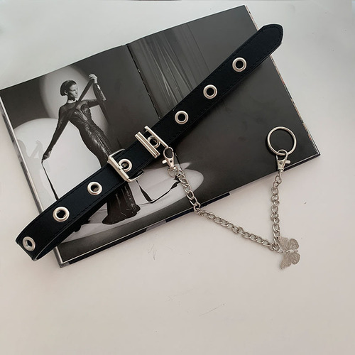 Wholesale punk style belt, women's belt, fashionable and versatile trouser belt, chain denim student decoration, trendy personality