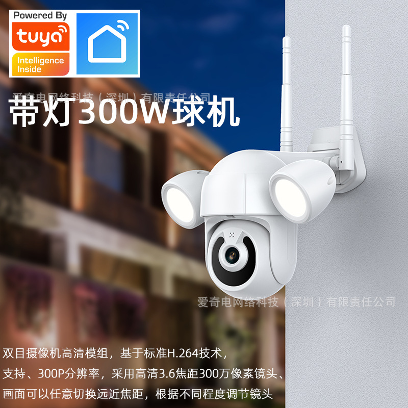 涂鸦WiFi全景高清全彩球机360度 tuya摄像头网络监控器智能摄像机