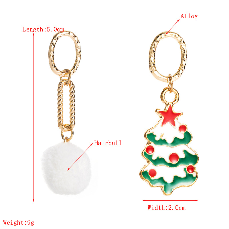 New Alloy Oil Dripping Asymmetric Christmas Tree Earrings display picture 1