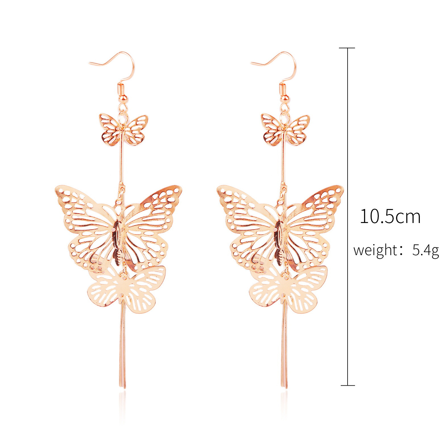 Nihaojewelry Simple Korean Hollow Butterfly Gold Earrings display picture 1