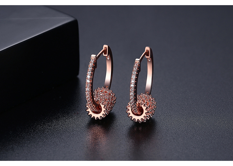 Earrings Korean Fashion Sweet Lady Copper Inlaid Zirconium Earrings Wholesale Nihaojewelry display picture 5