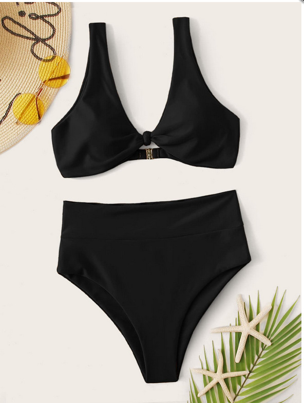 new bikini solid color split two-piece swimsuit ladies sexy digital printing NSHL3296