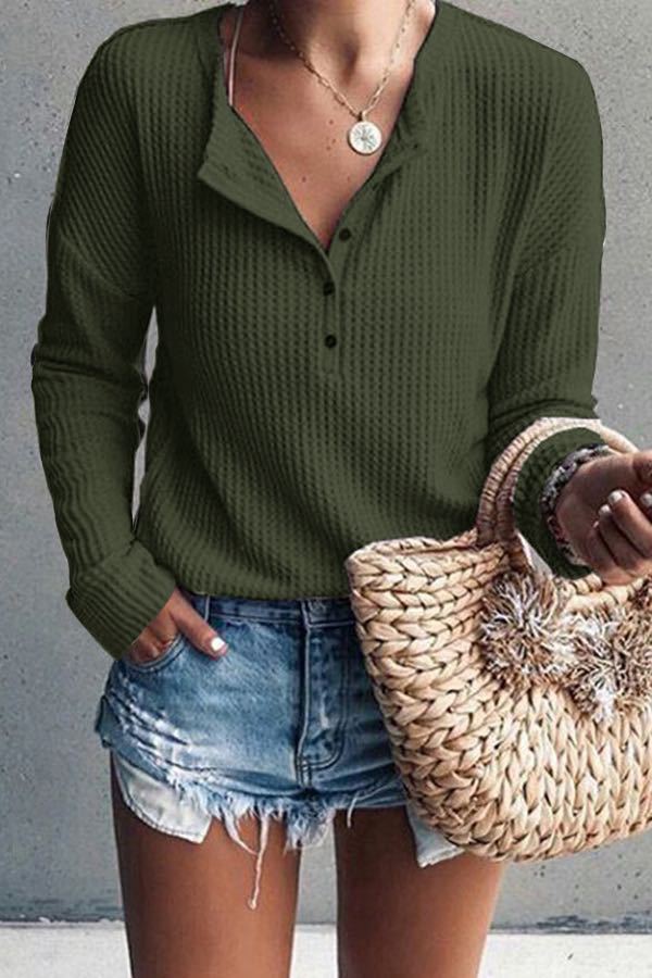 Women's Long Sleeve T-shirt Round Neck Solid Colour Autumn Top_voghion.com
