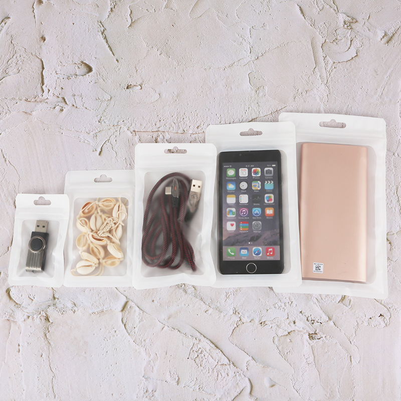 Frosted window ziplock bag jewelry frosted aluminum foil bag mobile phone shell plastic bag accessories composite bag white ziplock bag