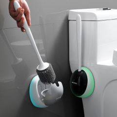 Toilet brush with no dead ends, household toilet silicone brush rack, wall-mounted toilet cleaning toilet set