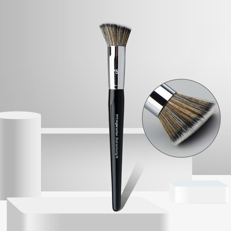 No.75 Cosmetic Brush, Oblique Flat Head Brush, Dense Powder Brush, Nose Shadow Brush, Fiber Hair