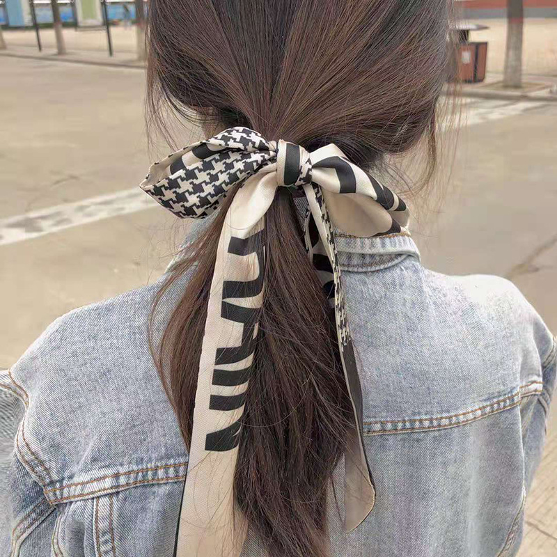 Retro scarves streamed women's tied bag handle slor tape tapered ribbon French hair band narrow long stripes