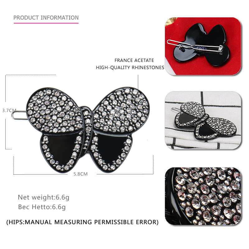 Vintage Style Bow Knot Acetic acid sheets Inlay Rhinestones Hair Clip1
