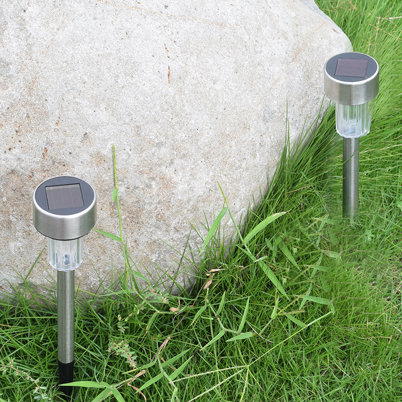 amazon跨境户外太阳能不锈钢小管灯庭院装饰景观灯草坪插地小夜灯