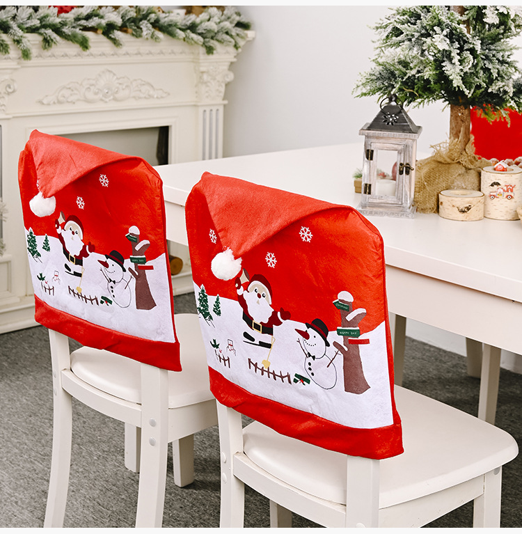 Christmas Decorations Creative Non-woven Old Man Snowman Chair Cover display picture 9