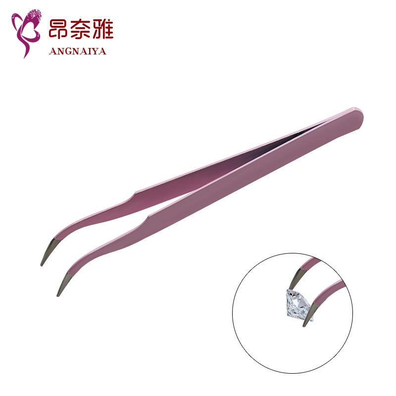 嫁接假睫毛镊子练习用嫁接睫毛镊子防静电高精密不锈钢直弯头尖头