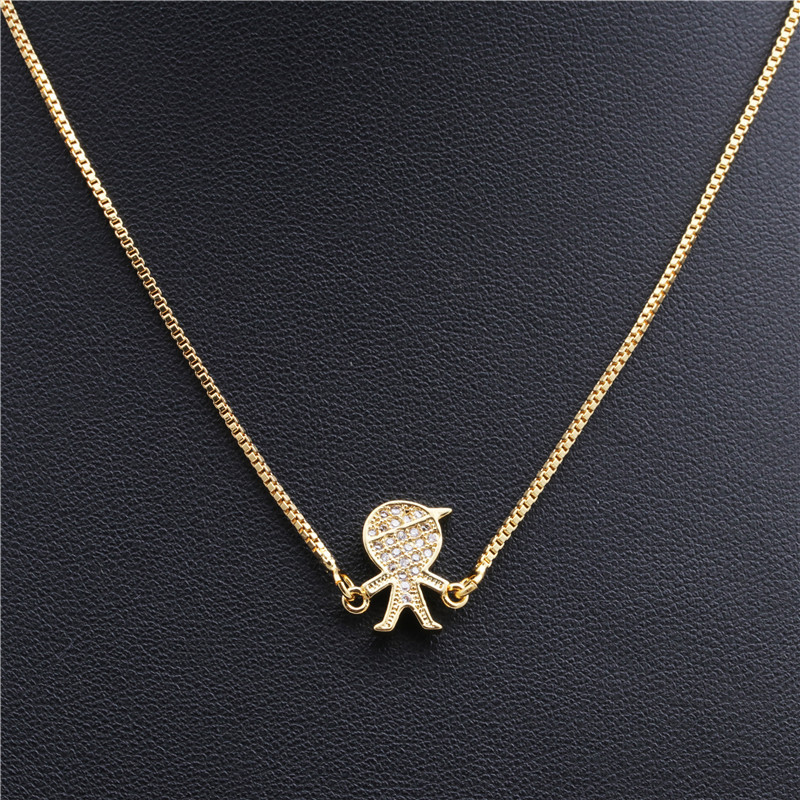 Fashion Micro-set Zircon Hanging Boy And Girl Necklace Copper Wholesale Nihaojewelry display picture 5