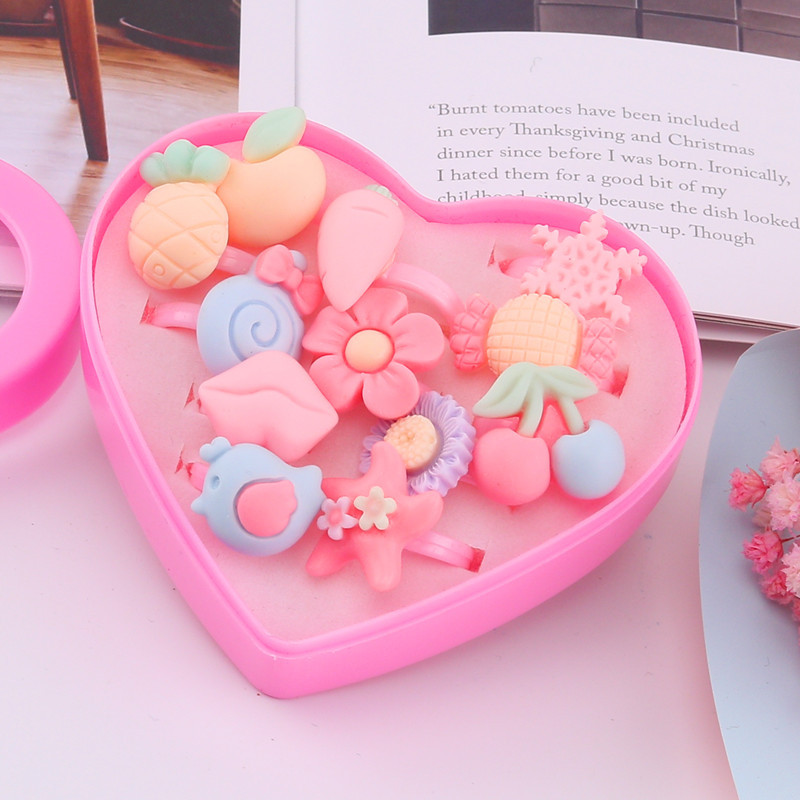 实色12个戒指 款式颜色随机