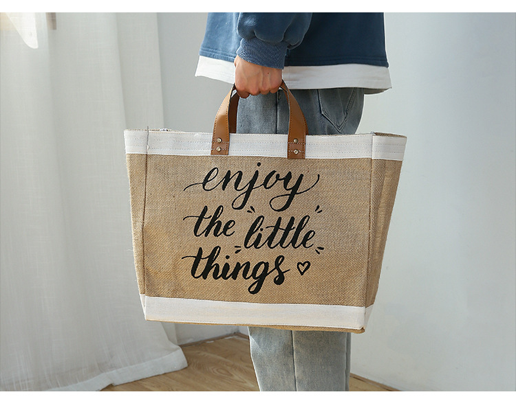 Bolsa De Compras De Yute Con Impresión De Letras Simples Al Por Mayor Nihaojewelry display picture 8