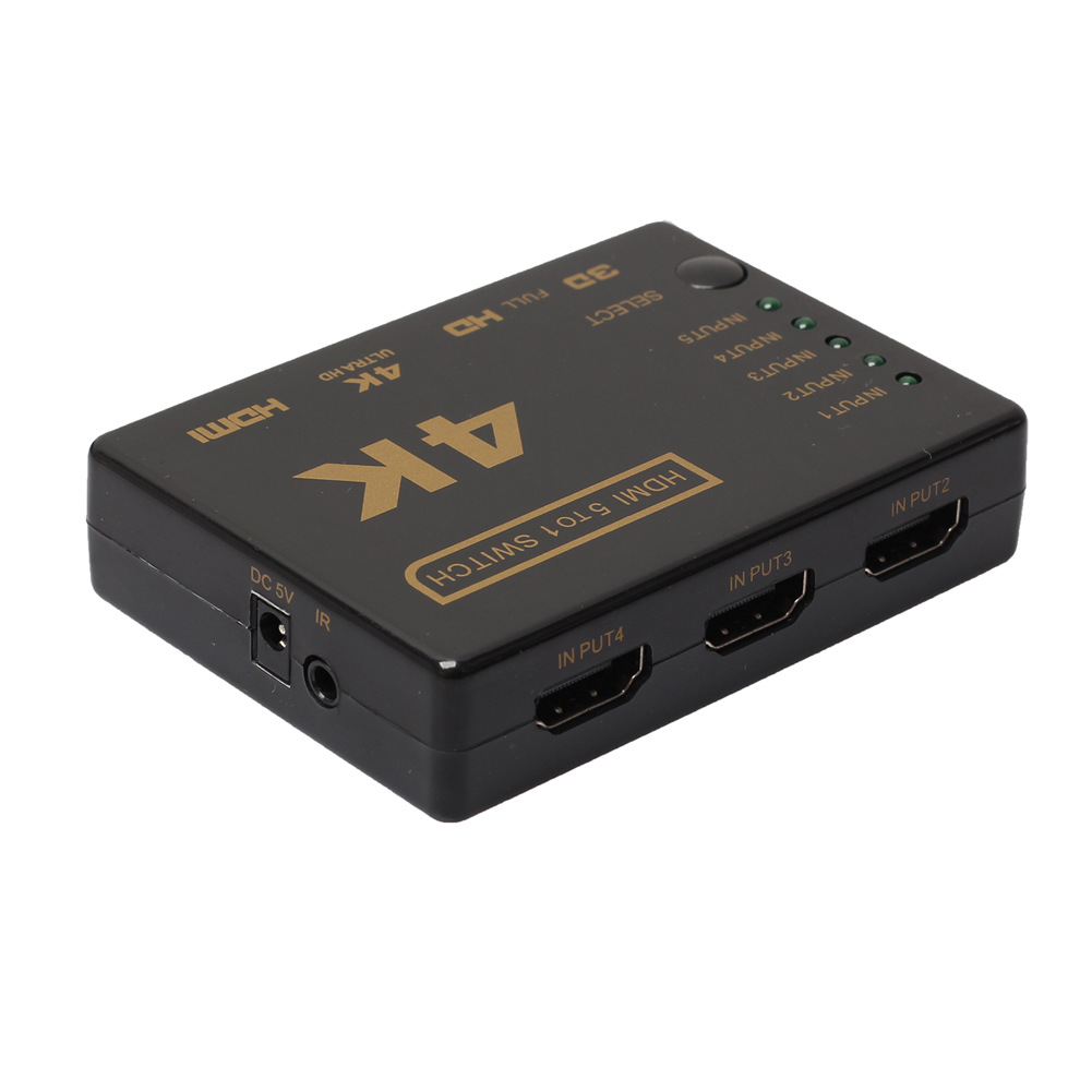 DM-HF19 HD 4K * 2K HDMI Switcher 5 en 1 fuera 5 en 1 con control remoto 5 corte 1