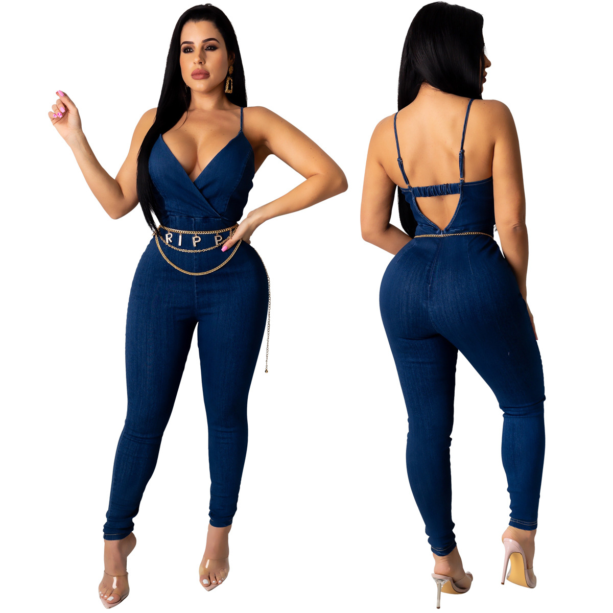 Sexy Suspenders Denim Jumpsuit NSSJW59331