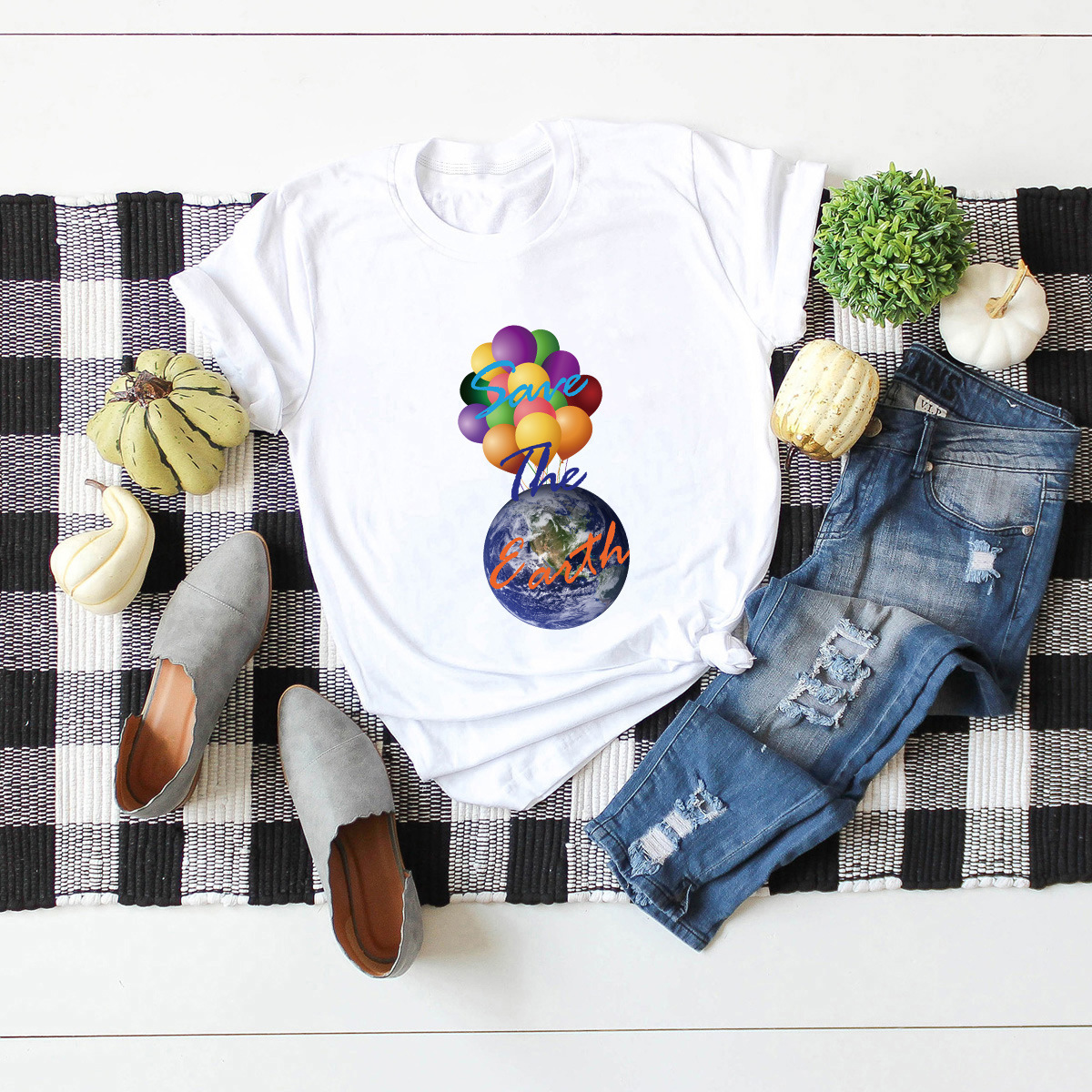 color balloon printing cotton short-sleeved t-shirt  NSSN12977