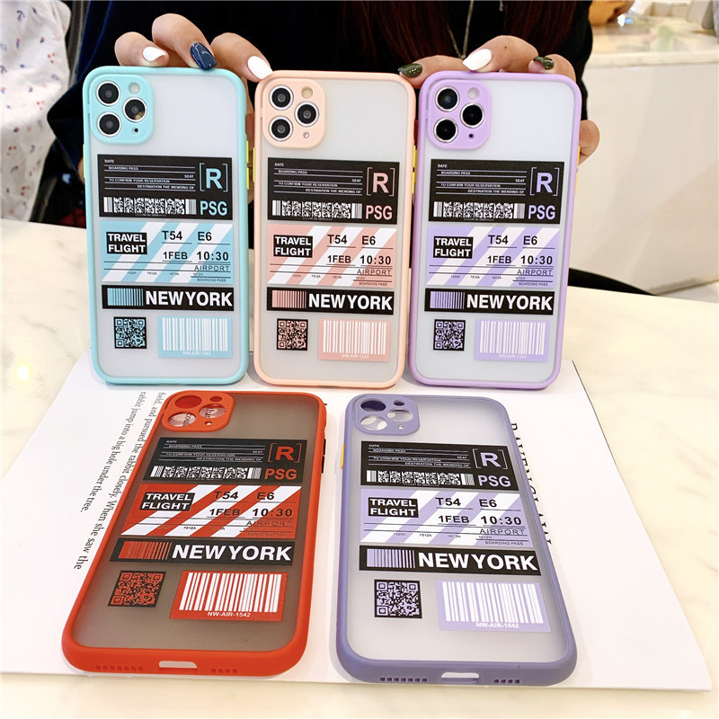 纽约登机牌11Pro/Max苹果x适用手机壳XS Max/XR/iPhone8p/7肤感壳|ms