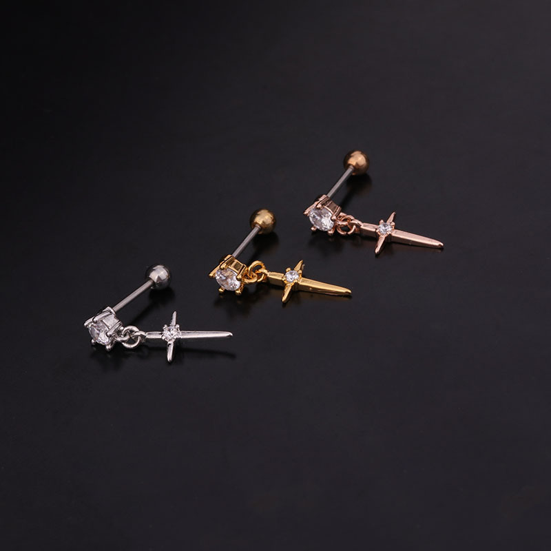 1g Weight Earrings Classification Housewarming, Anniversary, Business, Wedding, Travel, Birthday, Festival Occasion Metal Material Star Pattern Women'S Gender Inlaid Zircon Design Korean Creative  Studs Stainless Steel  Earrings 8