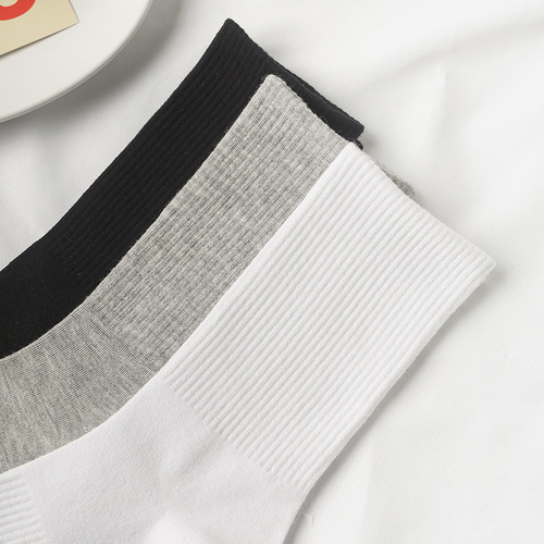 Spring New Cotton Socks Women's Thin JK High Elastic Plain Black White Gray Simple Medium Long Socks For Men Dropshipping