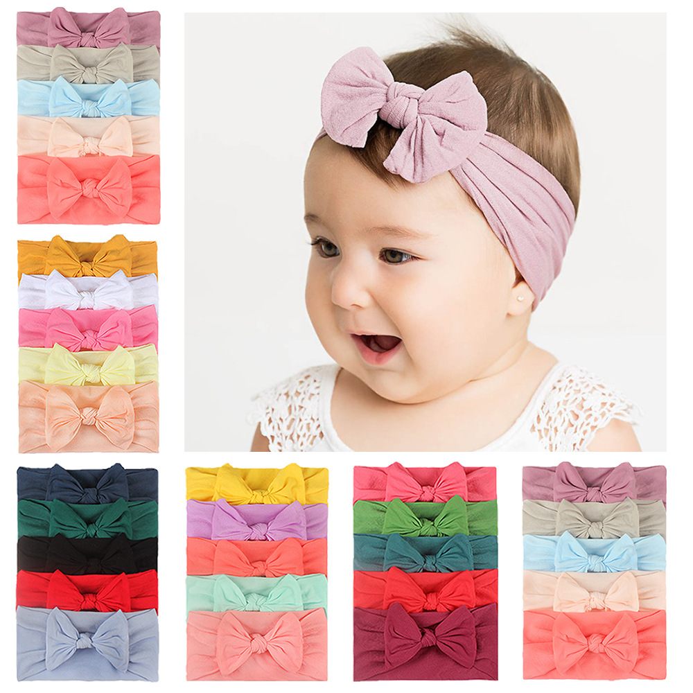 Fashion Solid Color Bow Knot Nylon Hair Band display picture 2