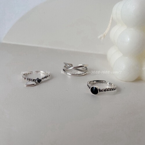 South Korea's Dongdaemun Cross Cold Wind Open Ring Women's Ins Trend S925 Silver Simple Index Finger