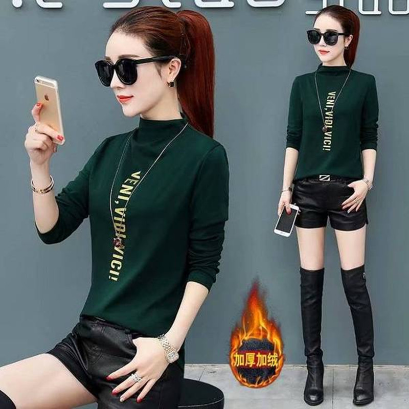 Cross border Manufactor Direct selling thickening Plush Half a Base coat Long sleeve T-shirt Autumn and winter new pattern Self cultivation jacket