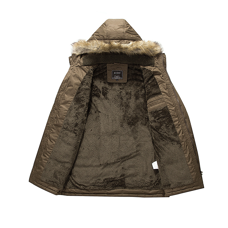 Invierno nueva chaqueta acolchada de algodón para hombre de longitud media forrada de lana cálida chaqueta delgada chaqueta acolchada de algodón casual para hombre Amazon al por mayor