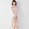 Spring and summer new style striped long sleeve fashion bottomed knitted skirt