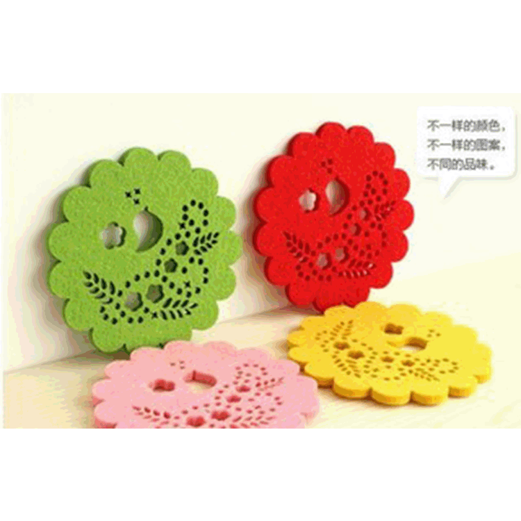 供应创意家居镂空毛毡杯垫 茶杯隔热毛毡杯垫厂家批发毛毡杯垫