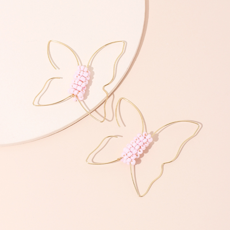 Fashion Hot Sale Simple  Line Butterfly Rice Bead Earrings  For Women Nihaojewelry display picture 9