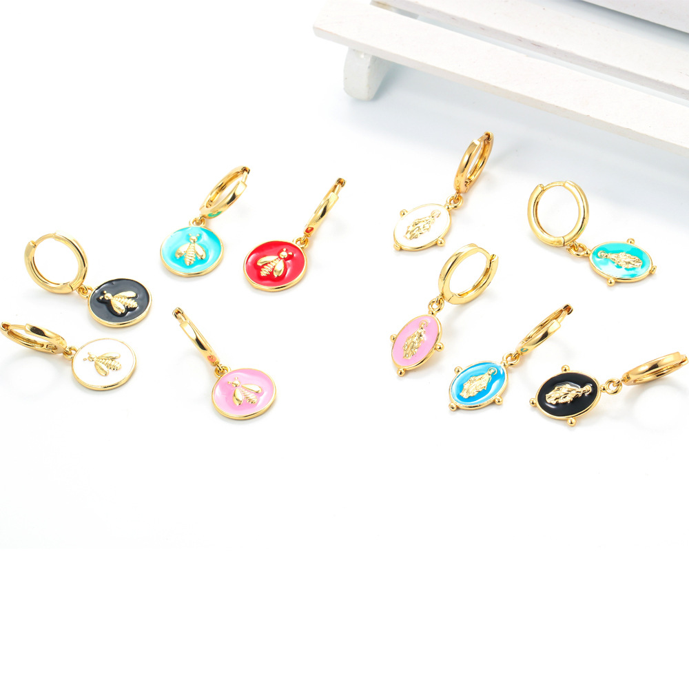 Korean Geometric Shape Drop Oil Mixed Color Earrings display picture 3