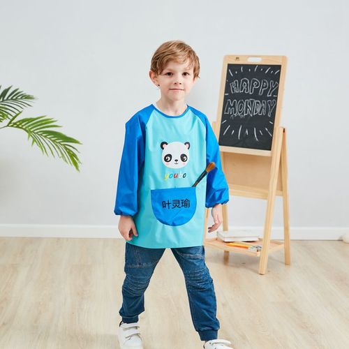 Factory direct sales children's painting clothing painting waterproof long-sleeved middle and large children reverse wear smock children's apron custom logo